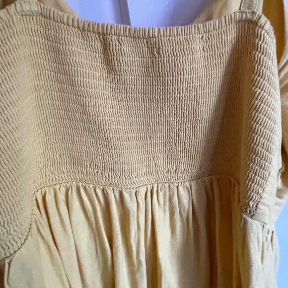 Yellow linen midi sundress with adjustable straps XL - Picture 4 of 8